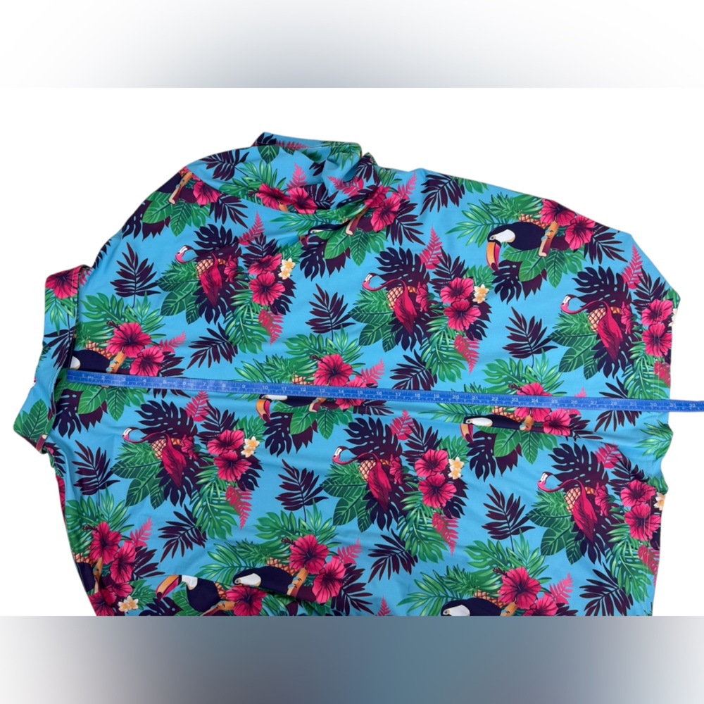 Hreski Polo Shirt Mens 3XL Toucan Floral Flamingo Print EUC!!!!! - Picture 7 of 8